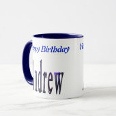 青いアンドリューの名前ロゴ、 マグカップ (正面左)