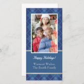 青いアーガイルの独身のな写真 シーズンカード (正面/裏面)