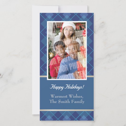 青いアーガイルの独身のな写真 シーズンカード (正面)