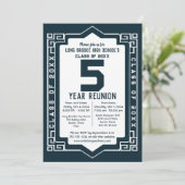 青いアートデコ5年高校クラス再会 招待状 (スタンド正面)