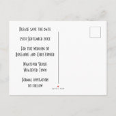 青いアールデコデザイン結婚式の日付を保存 案内ポストカード (裏面)