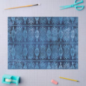 青いアールデコ切り離し 薄葉紙 (クラフト)