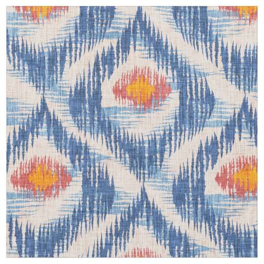 青いイカット ファブリック (クローズアップ)