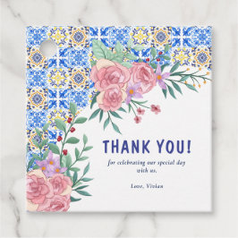 青いイタリアンタイル乳房Mia赤ちゃんシャワー フェイバータグ