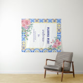 青いイタリアンタイルmammaミアベイビーシャワーウェルカム タペストリー (インサイチュ(横))