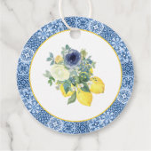 青いイタリアン メディテレーニアンのウェディングシャワーのお礼 フェイバータグ (裏面)