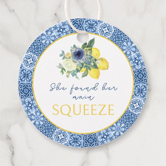 青いイタリアン メディテレーニアンのウェディングシャワーのお礼 フェイバータグ (裏面)