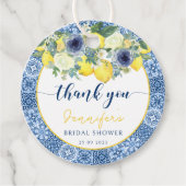 青いイタリアン メディテレーニアンのウェディングシャワーのお礼 フェイバータグ (正面)