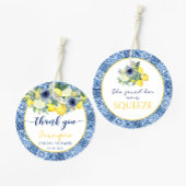 青いイタリアン メディテレーニアンのウェディングシャワーのお礼 フェイバータグ