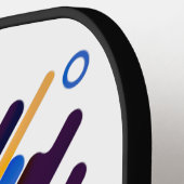 青いイニシャルで任意の絵を描ストライプ ピックルボールラケット (左詳細)