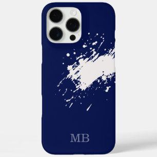 青いイニシャルモノグラムiPhone 16 pro max case iPhone 16 Pro Maxケース