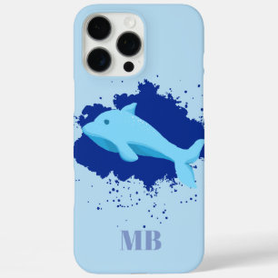 青いイニシャルモノグラムiPhone 16 pro max case iPhone 16 Pro Maxケース
