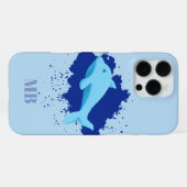 青いイニシャルモノグラムiPhone 16 pro max case iPhoneケース (裏面横)