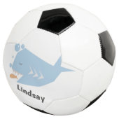 青いイニシャル入りサッカーボール かわいいサメ サッカーボール (3/4)