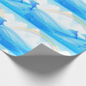 青いイルカがジャンプ ラッピングペーパー (角)