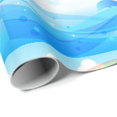 青いイルカがジャンプ ラッピングペーパー (ロールコーナー)