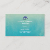 青いイルカが水面を跳びカラフル越える 名刺 (裏面)