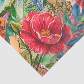 青いイルカのトロピカル フラワーバタフライデコパージュ 薄葉紙 (詳細)