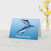 青いイルカの誕生日 カード (黄色い花)