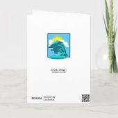 青いイルカの飛び跳ねパーソナライズされた カード (裏面)