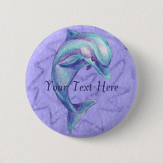 青いイルカボタン 缶バッジ (正面)
