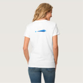 青いイワシの魚 "青と白" Tシャツ (裏面フル)