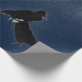 青いインクで包日本のまれた黒い絵を描鳥 ラッピングペーパー (角)