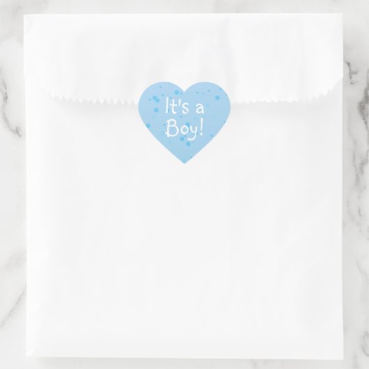 青いインクのシミの上のハート形のIt's a Boy! ハートシール (バッグ)