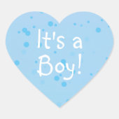 青いインクのシミの上のハート形のIt's a Boy! ハートシール (正面)
