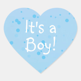 青いインクのシミの上のハート形のIt's a Boy! ハートシール