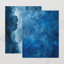 青いインクのダメージ加工 プリント可能なスクラップブック用紙 招待状