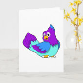 青いインコ カード (黄色い花)