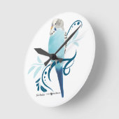 青いインコ ラウンド壁時計 (傾斜)