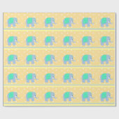 青いインディアンゾウ(ドットとストライプ) ラッピングペーパー (フラット)