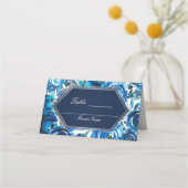 青いインディゴの花のウェディングテーブル席 プレイスカード (裏面)