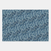 青いインディゴ葉の小枝のパターン ラッピングペーパーシート (正面2)