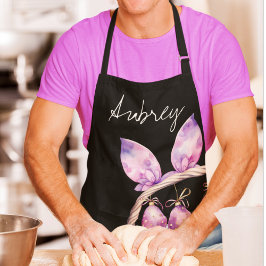 青いイースターバスケットのバニーの耳と卵 エプロン