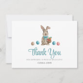 青いイースターバニー サンキューカード (正面)