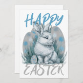 青いイースターバニー シーズンカード (正面/裏面)