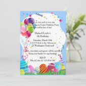 青いイースター誕生会の招待 招待状 (スタンド正面)