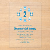 青いイースター 2歳の誕生日 アクリル招待状 (正面)