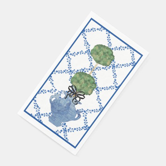 青いイvyの格子模様のトピアリーの生姜の壺 (コーナー)