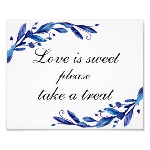 青いウェディングのLove is sweet take a treat ポスター