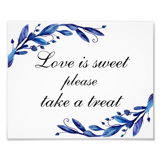 青いウェディングのLove is sweet take a treat ポスター (正面)