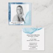 *~*青いウェートカラーのヘアモデル女優が星の写真 スクエア名刺 (正面/裏面)