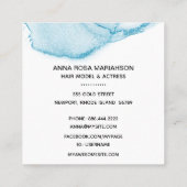 *~*青いウェートカラーのヘアモデル女優が星の写真 スクエア名刺 (裏面)