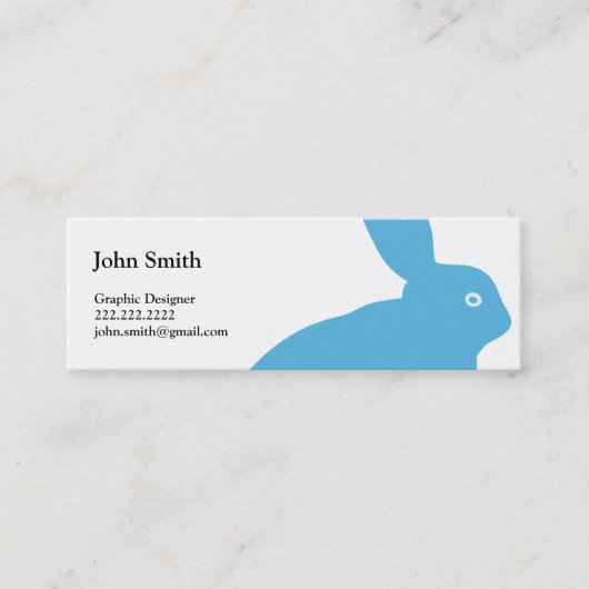 青いウサギのグラフィックデザイナー スキニー名刺 (正面)
