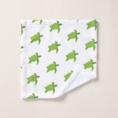 青いウミガメが白に バスタオルセット (ウォッシュタオル)