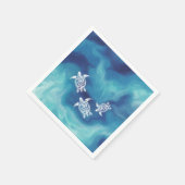 青いウミガメ海 スタンダードカクテルナプキン (角)