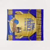 青いエスニックプリンス男の子ベビーシャワー背景 タペストリー (正面(横))